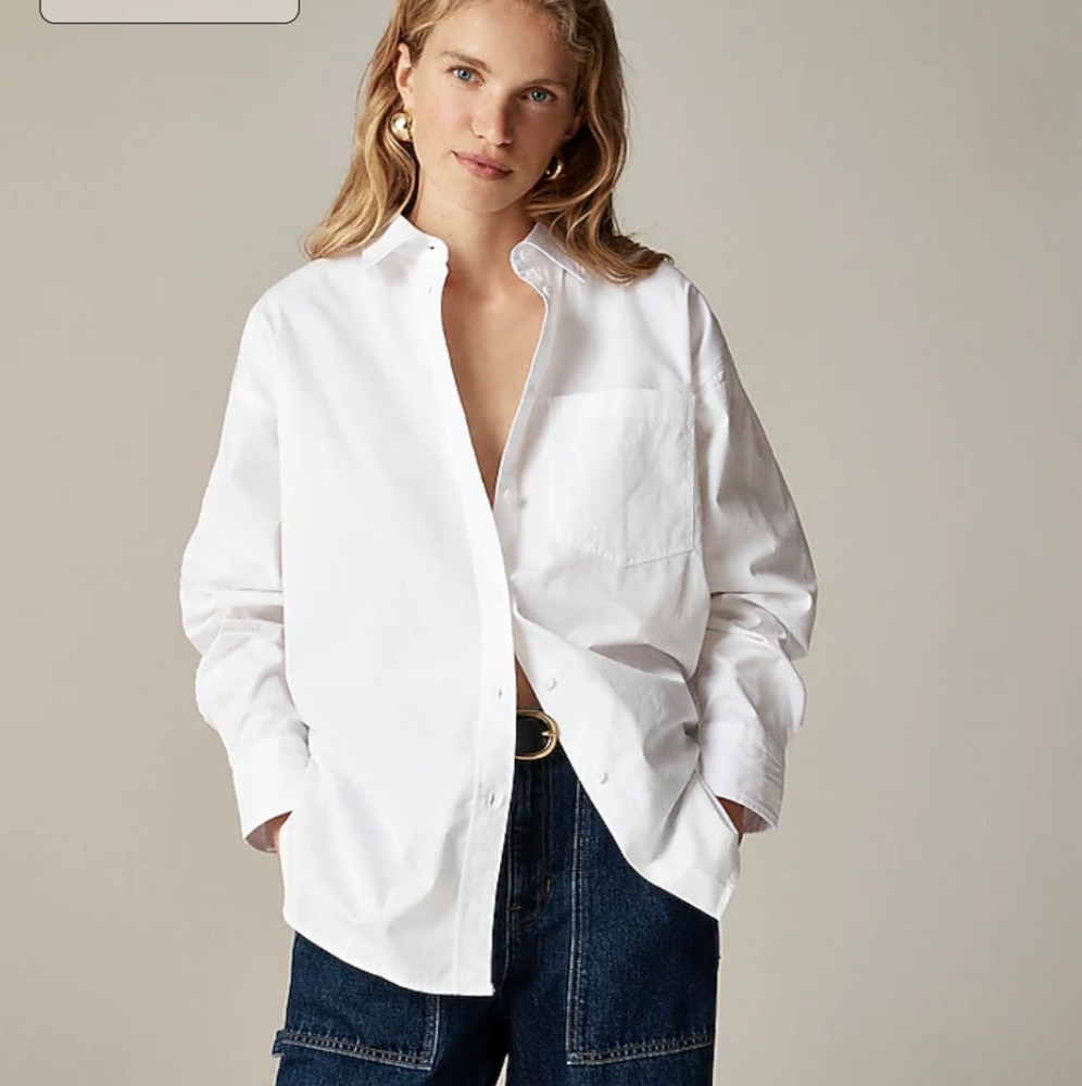 NWT J CREW Women's White Cotton Button-Up Shirt